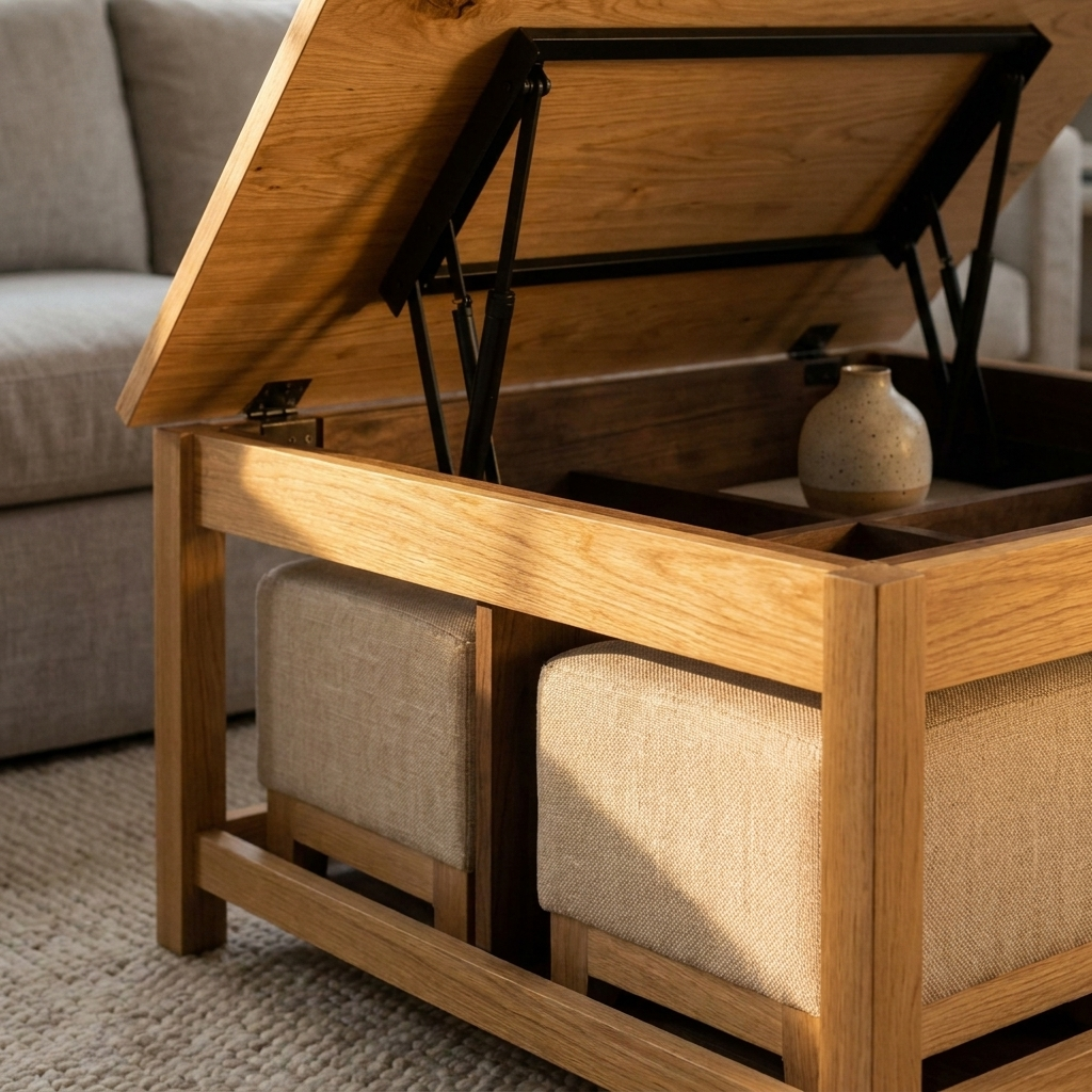Lift Top Coffee Table 100 cm - Natural Oak