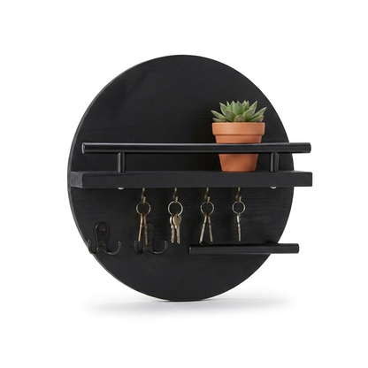 Round Wooden Wall Key Holder