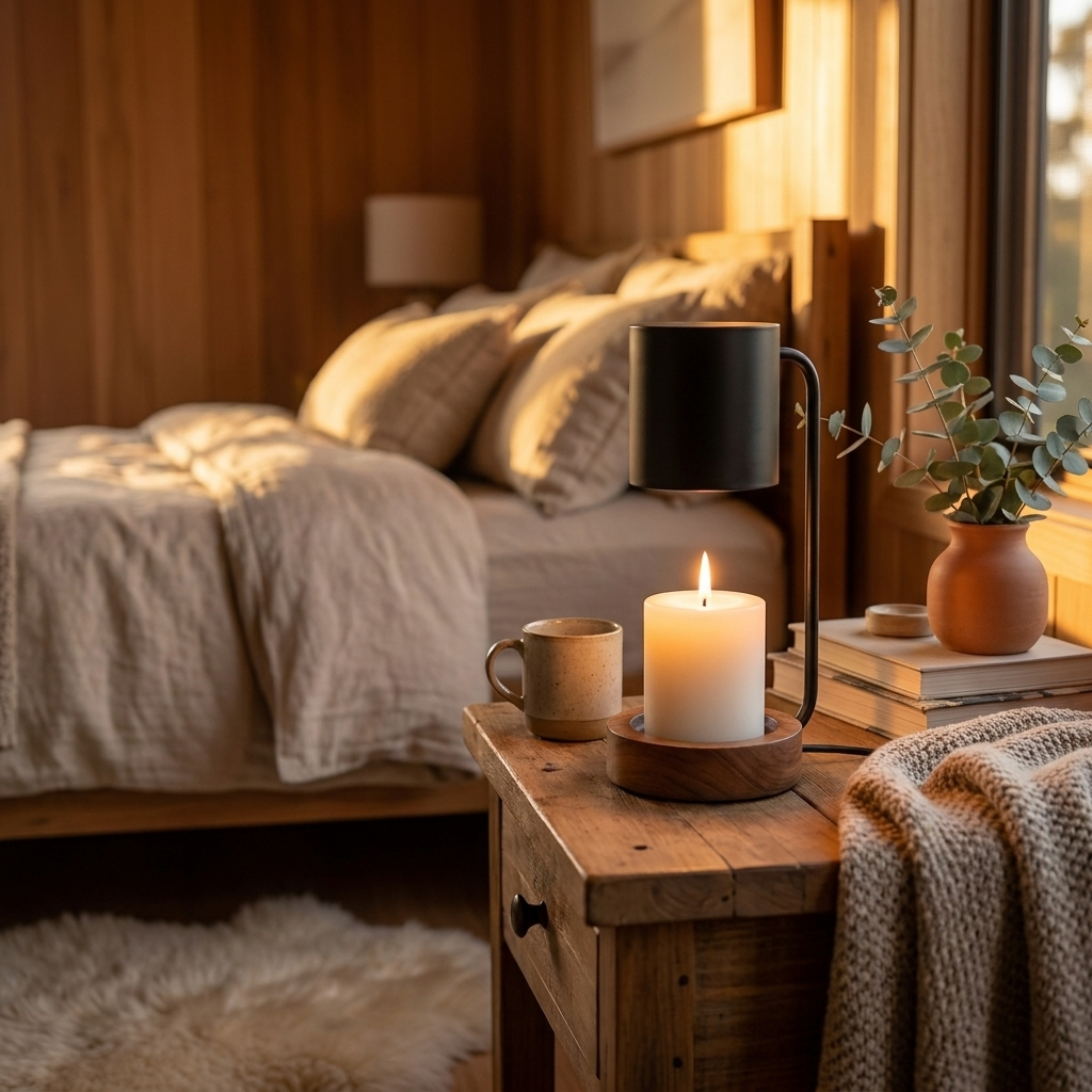 Wooden Candle Warmer Lamp
