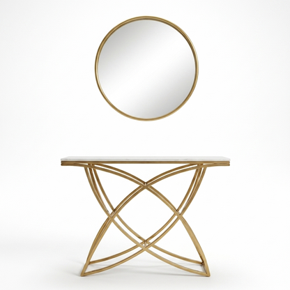 White Console Table 100 cm with Gold Frame