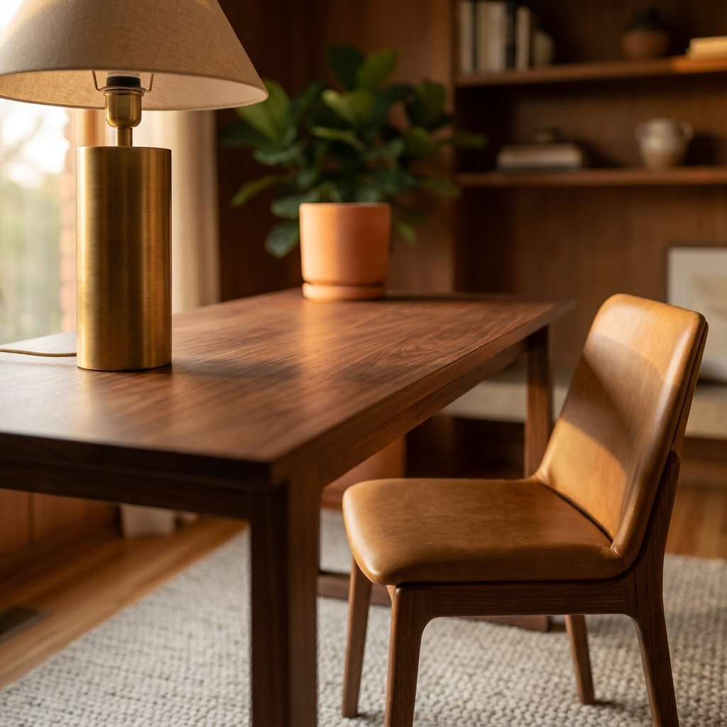 Walnut Home Office Desk 152 cm with Cabinet