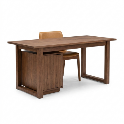 Walnut Home Office Desk 152 cm with Cabinet