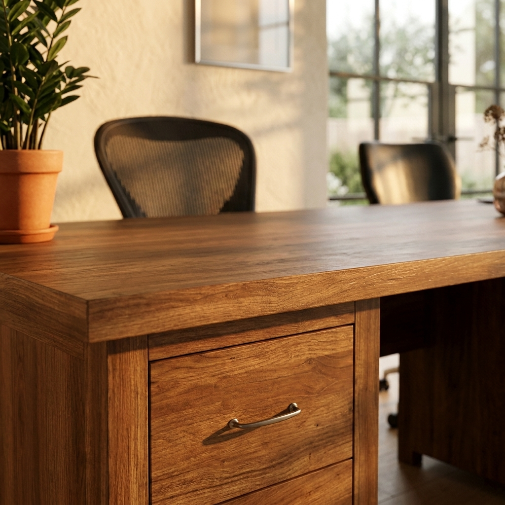 Two Person Home Office Desk 240 cm - Brown