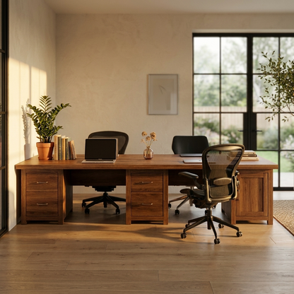 Two Person Home Office Desk 240 cm - Brown