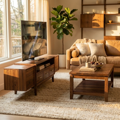 Walnut TV Stand & Coffee Table Set - Extendable
