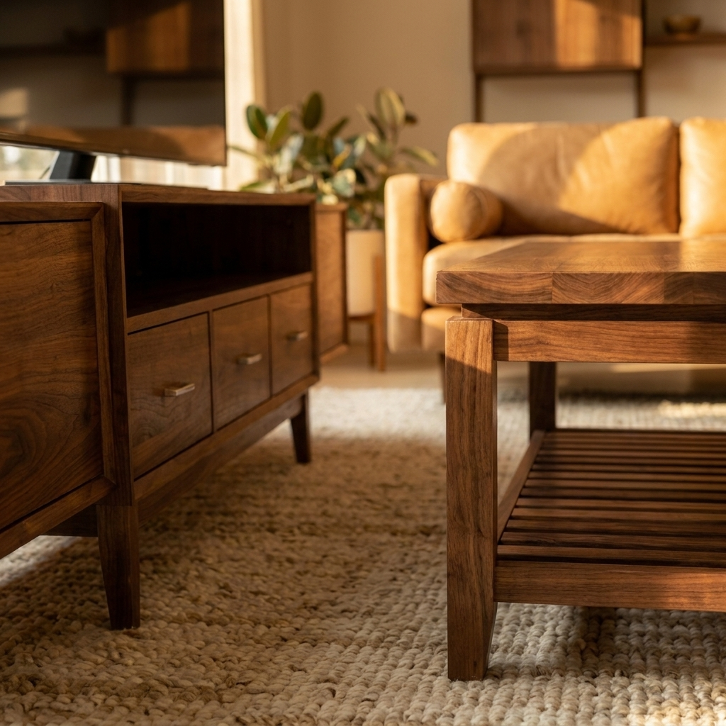 Walnut TV Stand & Coffee Table Set - Extendable