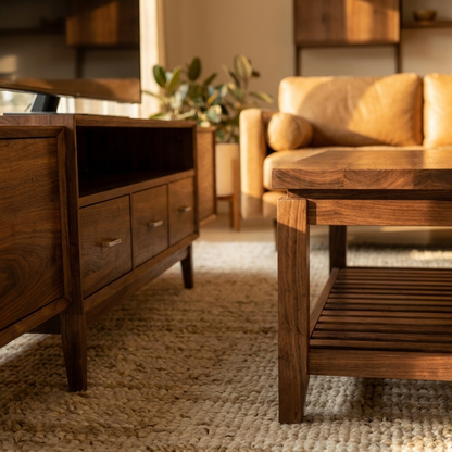 Walnut TV Stand & Coffee Table Set - Extendable