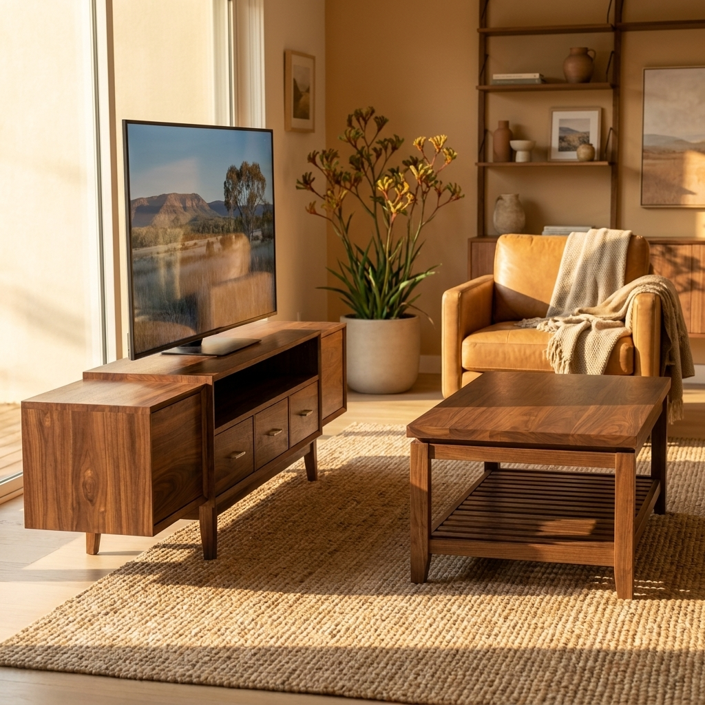 Walnut TV Stand & Coffee Table Set - Extendable