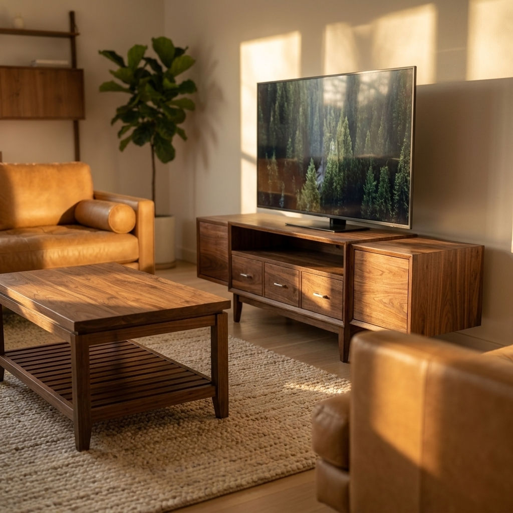 Walnut TV Stand & Coffee Table Set - Extendable