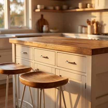 White Kitchen Island Bench 127 cm with Storage