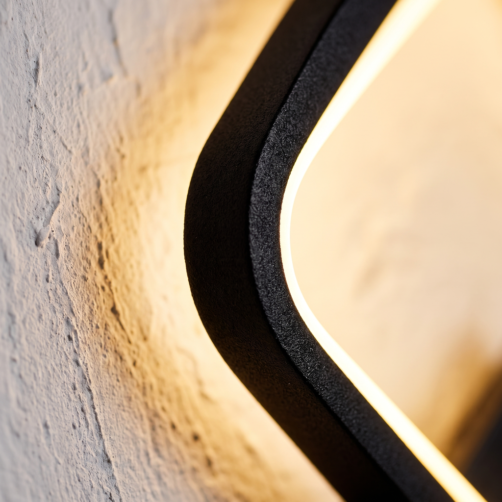 Close-up of the LED frame of the Modern LED Wall Sconce