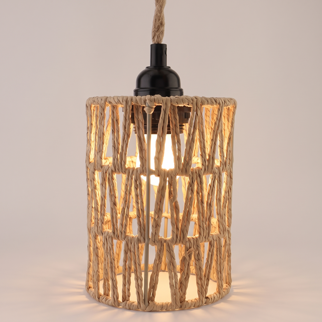 Woven Rattan Plug-In Pendant Light - studio