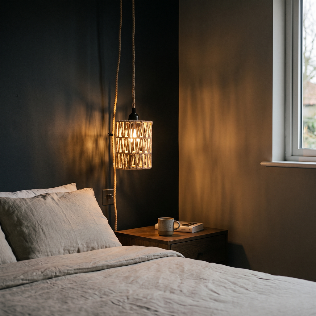 Woven Rattan Plug-In Pendant Light - lifestyle 2