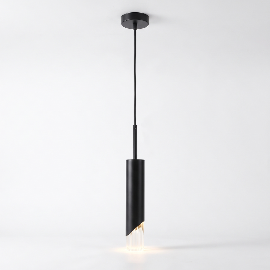 Slim Cylinder Pendant Light on white background