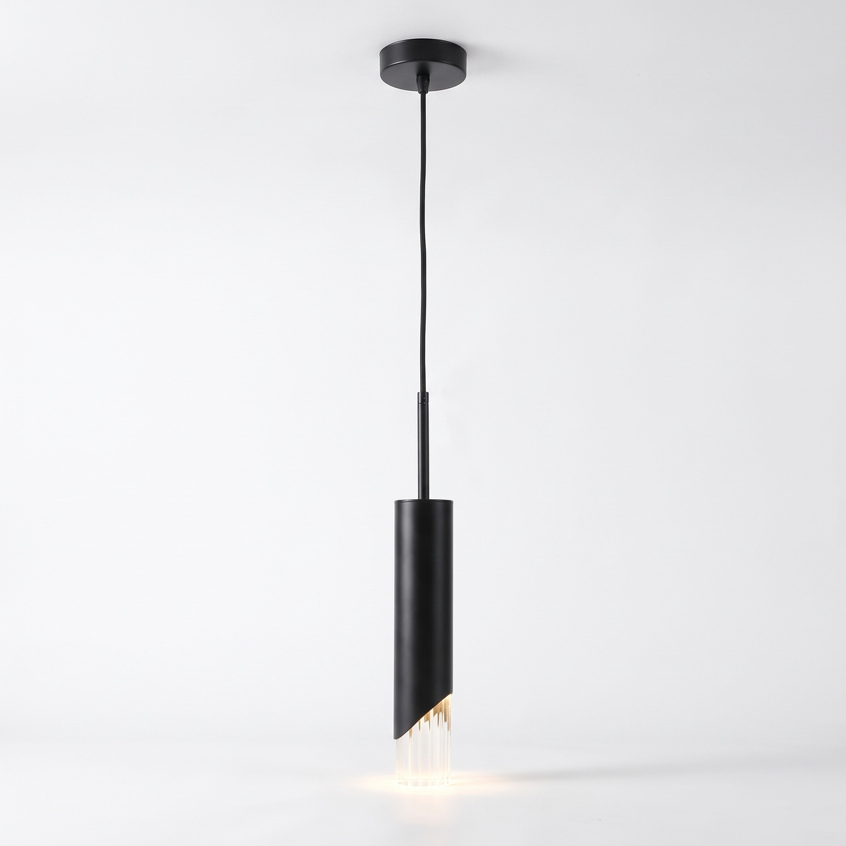 Slim Cylinder Pendant Light on white background