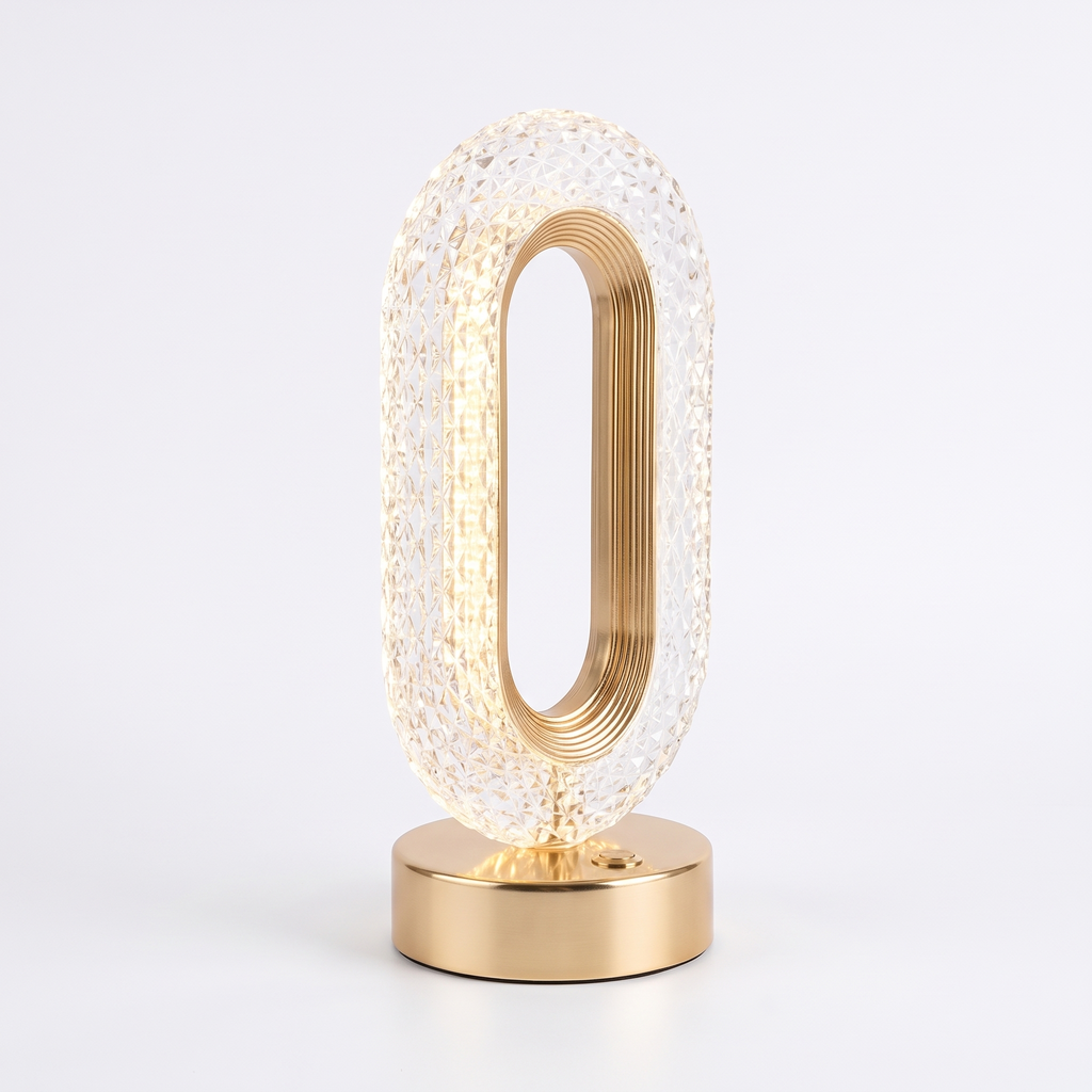 Cordless Crystal Ring Table Lamp on white background