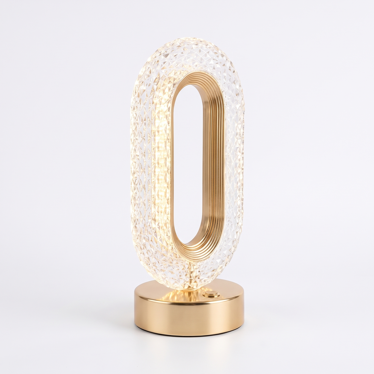 Cordless Crystal Ring Table Lamp on white background