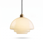 Stepped Opal Glass Pendant Light on white background