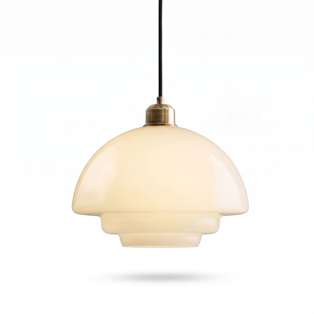 Stepped Opal Glass Pendant Light on white background