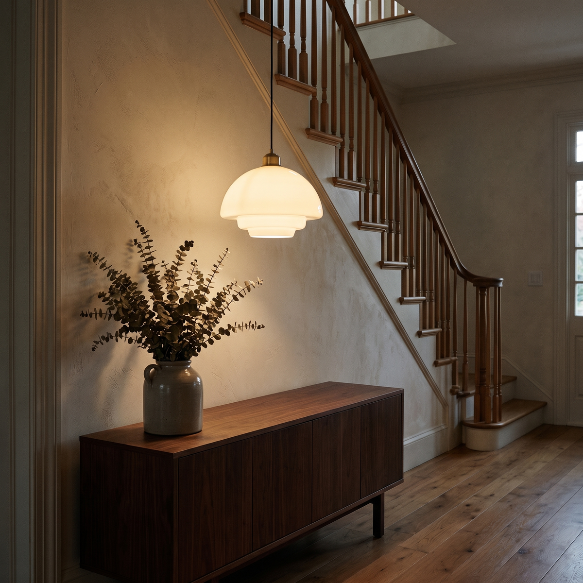 Stepped Opal Glass Pendant Light lifestyle 3