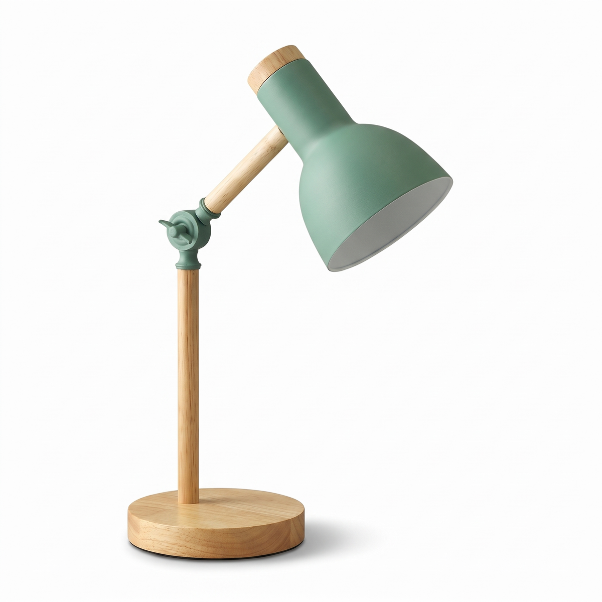 Nordic Wood Turn-Head Desk Lamp on white background