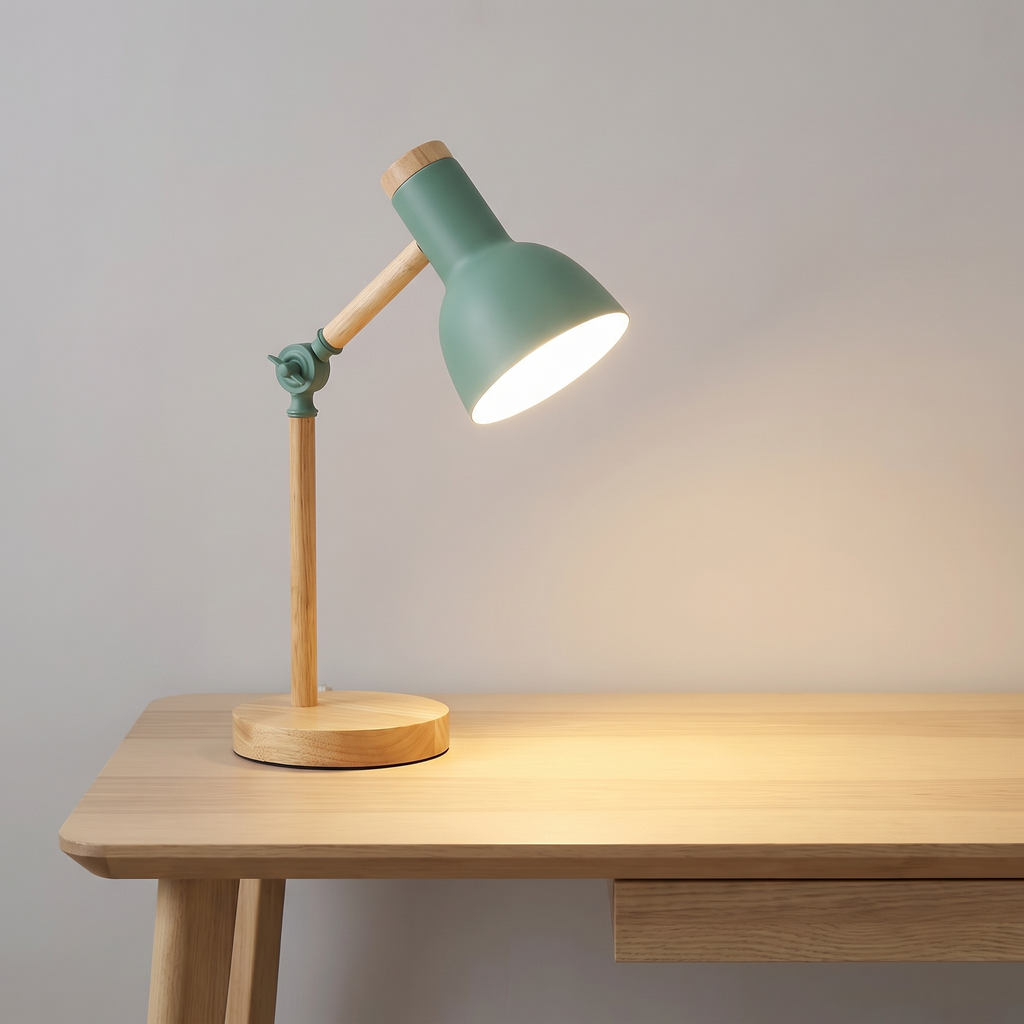 Nordic Wood Turn-Head Desk Lamp lifestyle 1