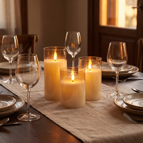 Flameless Glass Pillar Candles lifestyle 1