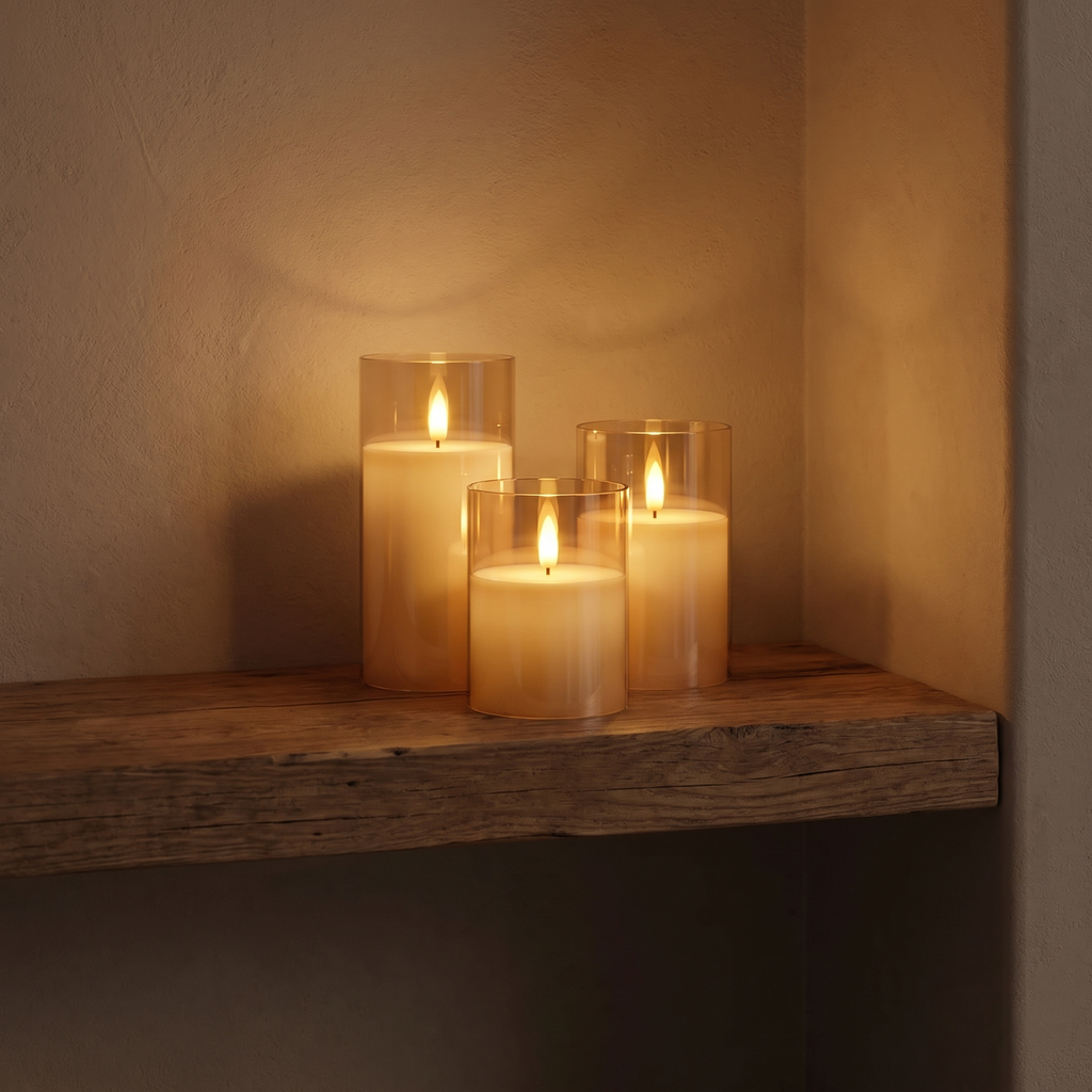 Flameless Glass Pillar Candles lifestyle 2