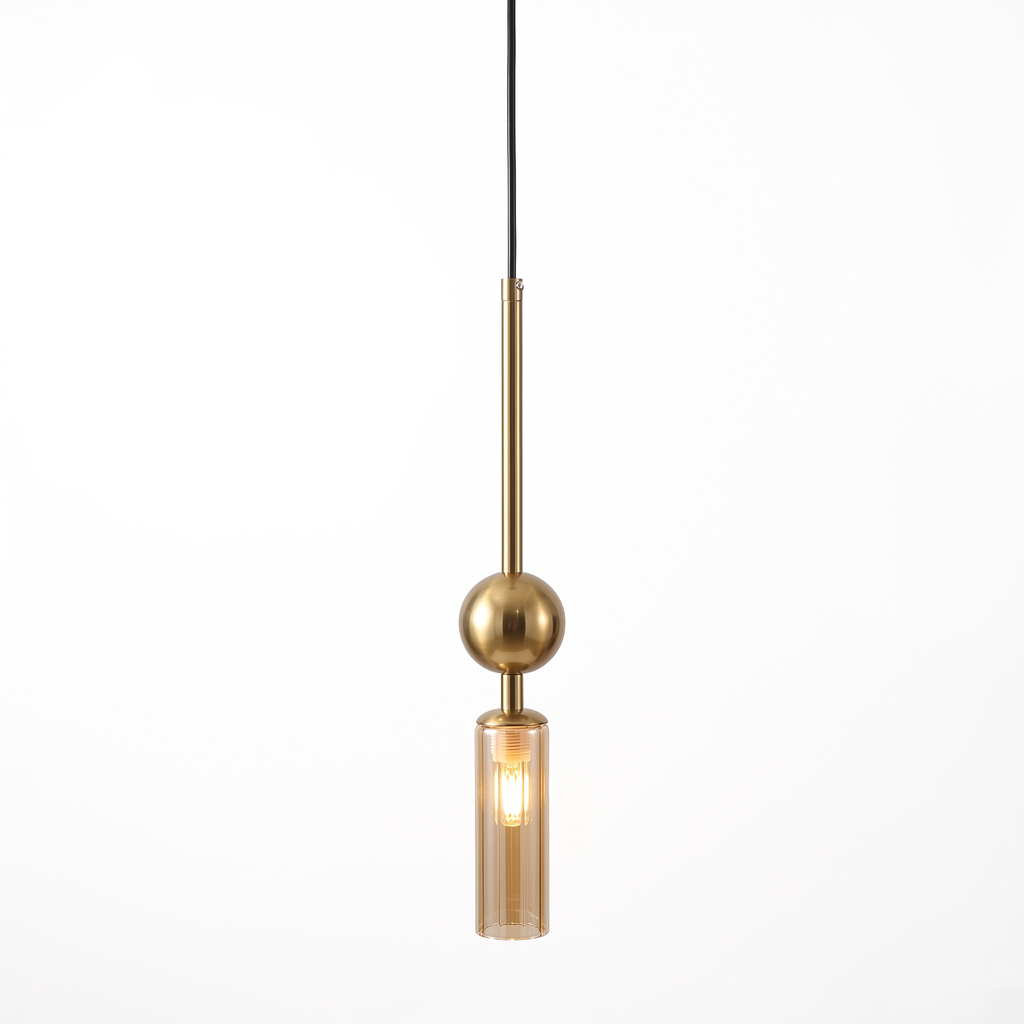Fluted Glass Rod Pendant Light on white background
