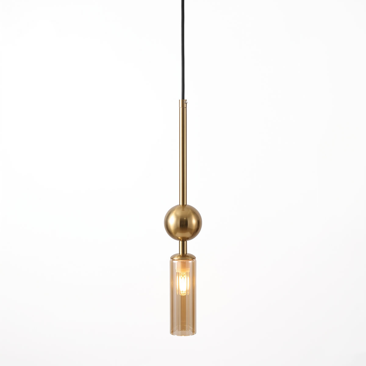 Fluted Glass Rod Pendant Light on white background