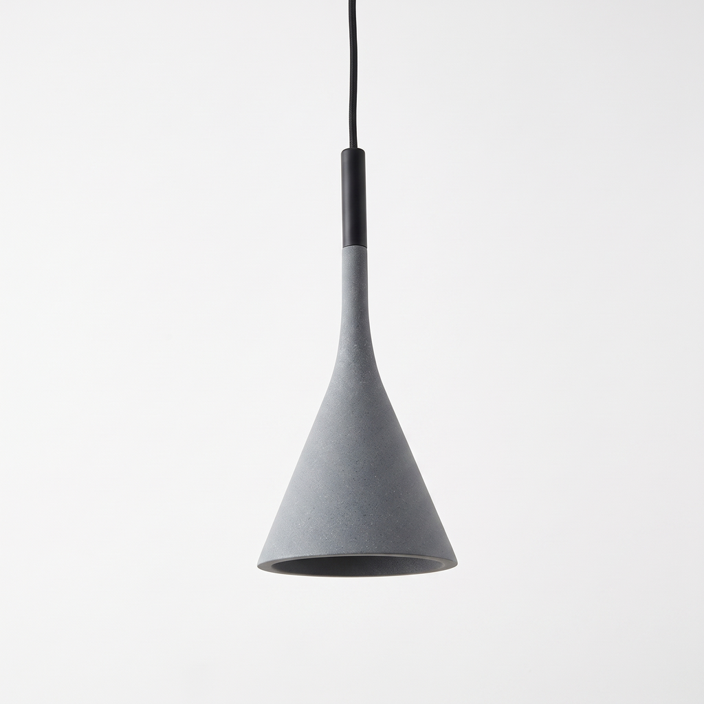 Stone-Textured Cone Pendant Light on white background