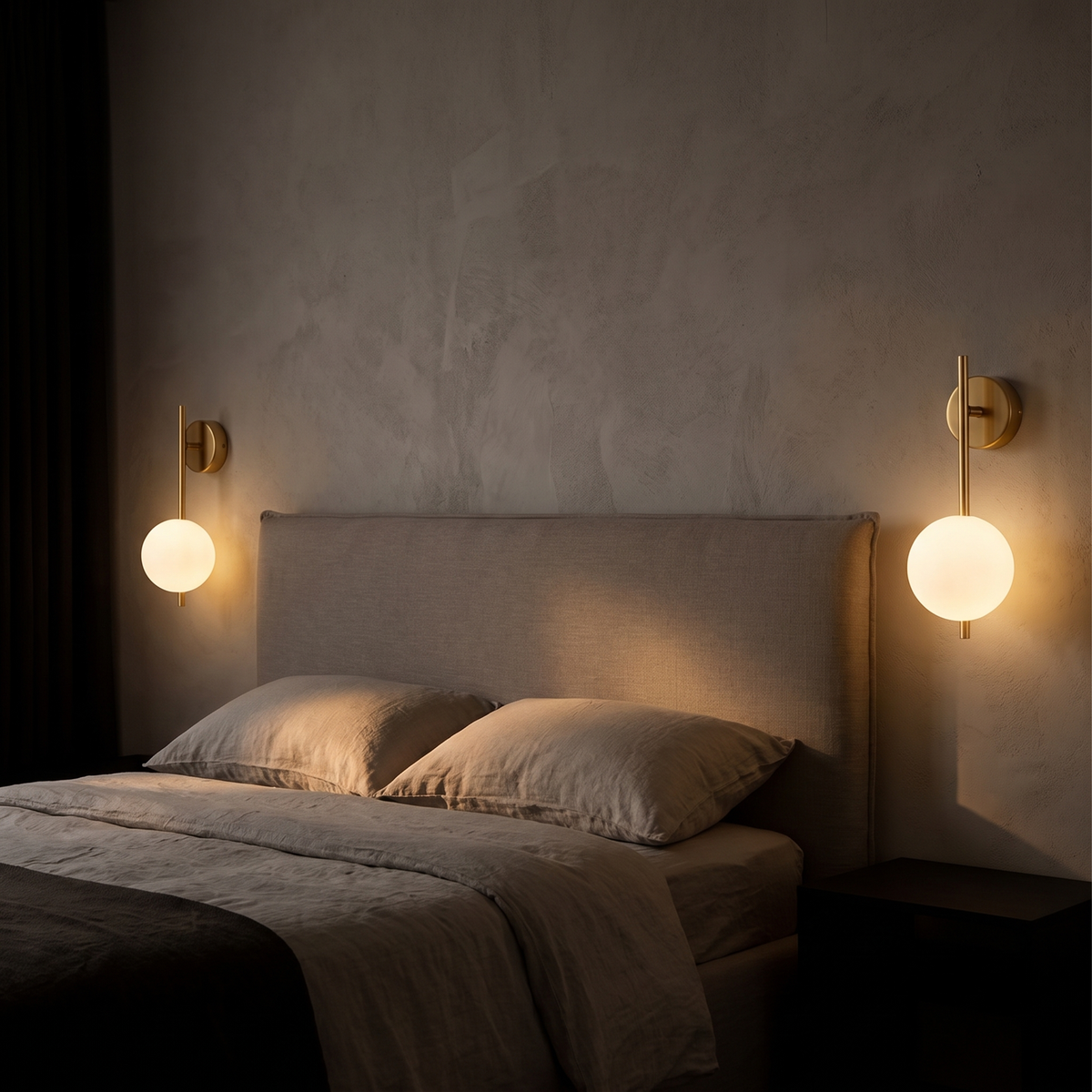 Brass Bar and Opal Globe Wall Sconce lifestyle 2
