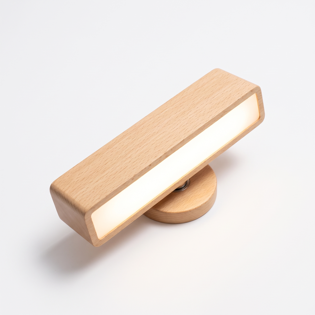 Solid Wood Rechargeable Reading Wall Sconce, Touch Dimmable on white background