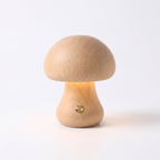 Table Lamp, Wooden Mushroom Night Light, Touch Dimmable, Rechargeable on white background