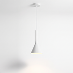 Pendant Light with Slim Cone Metal Shade, White or Black on white background