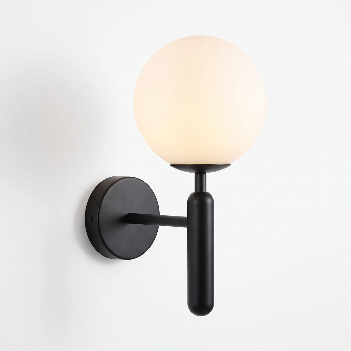 Rechargeable Opal Globe Wall Sconce, Remote Dimmable on white background