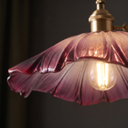 Pendant Light with Fluted Glass Flower Shade, Purple, Green or Clear lifestyle 4