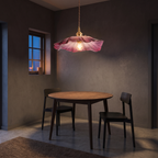 Pendant Light with Fluted Glass Flower Shade, Purple, Green or Clear lifestyle 2