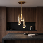 Pendant Light with Glass Teardrop Shade, Gold Fleck, Bedside Drop Light lifestyle 2