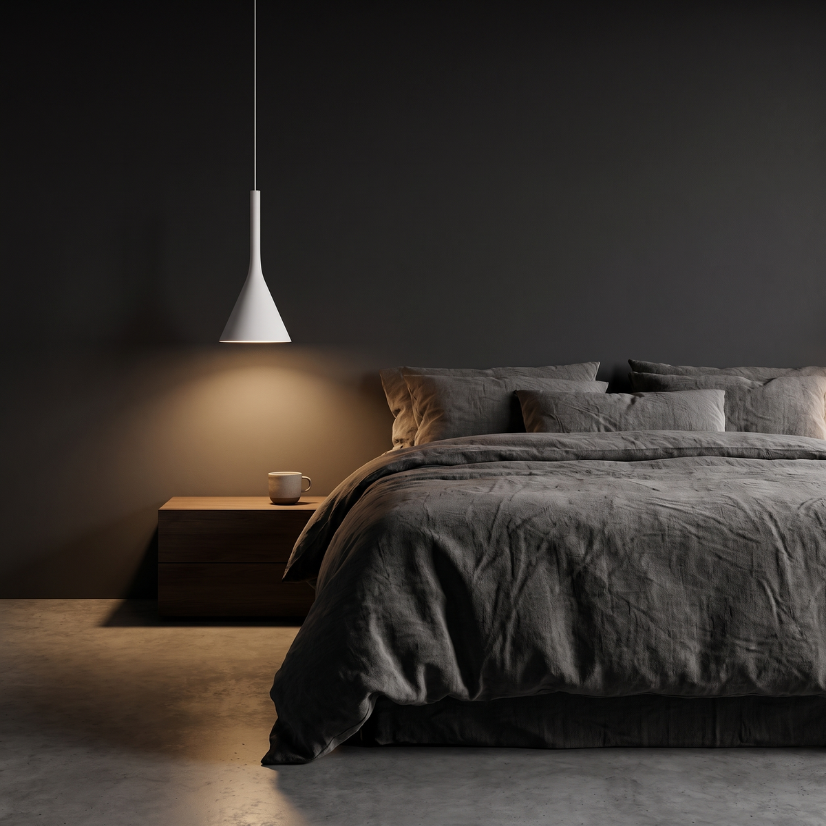 Pendant Light with Slim Cone Metal Shade, White or Black lifestyle 2
