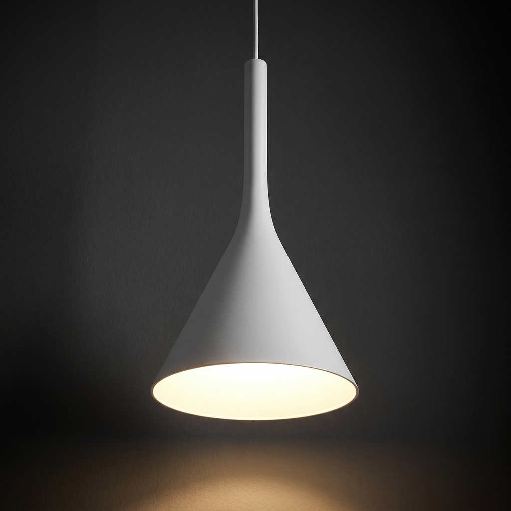 Pendant Light with Slim Cone Metal Shade, White or Black lifestyle 4