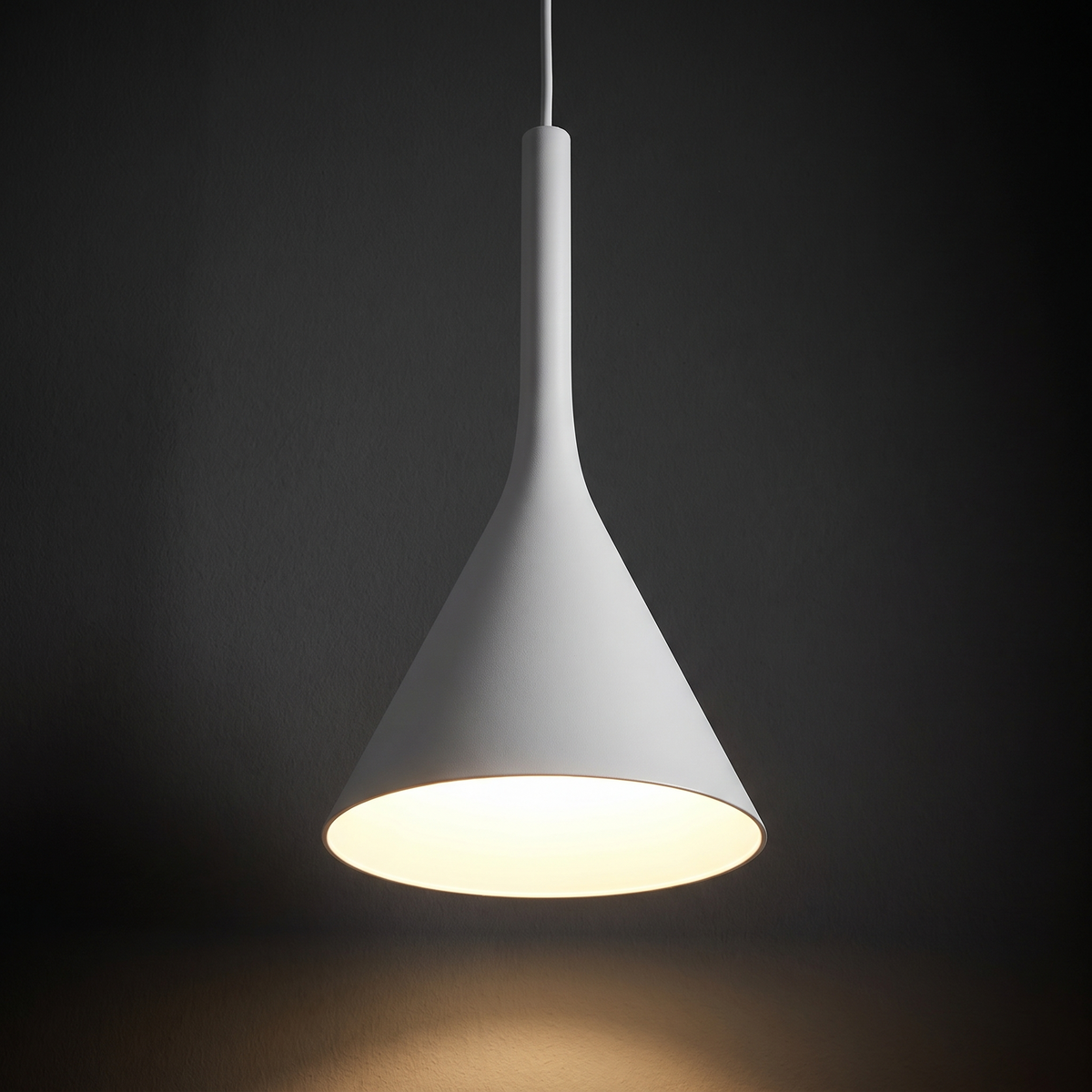 Pendant Light with Slim Cone Metal Shade, White or Black lifestyle 4