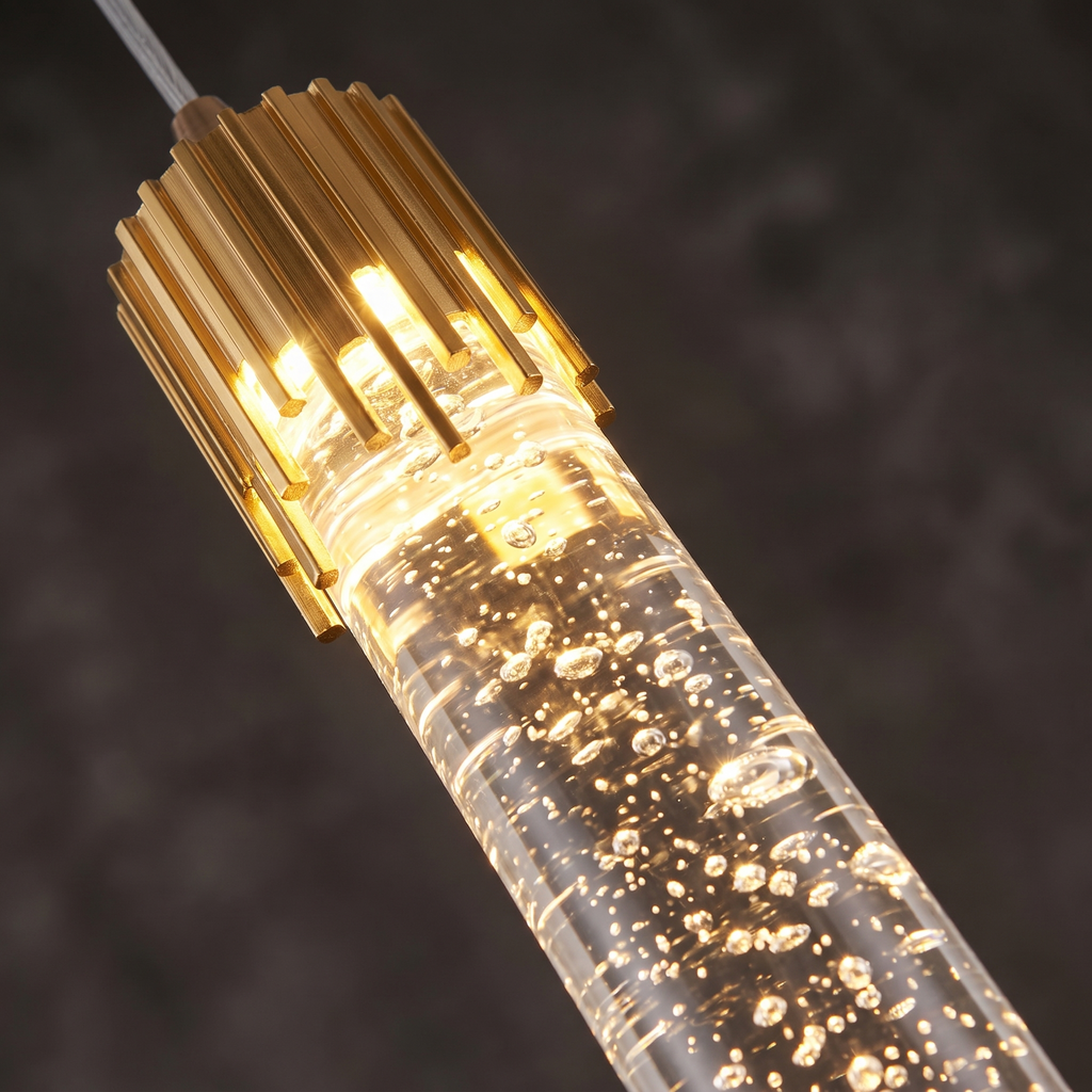 Pendant Light, Bubble Crystal Column with Gold Cap, Warm White LED lifestyle 4