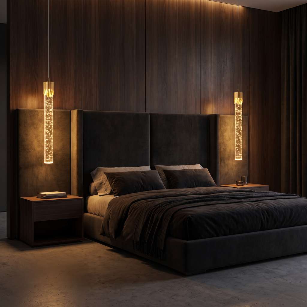 Pendant Light, Bubble Crystal Column with Gold Cap, Warm White LED lifestyle 3