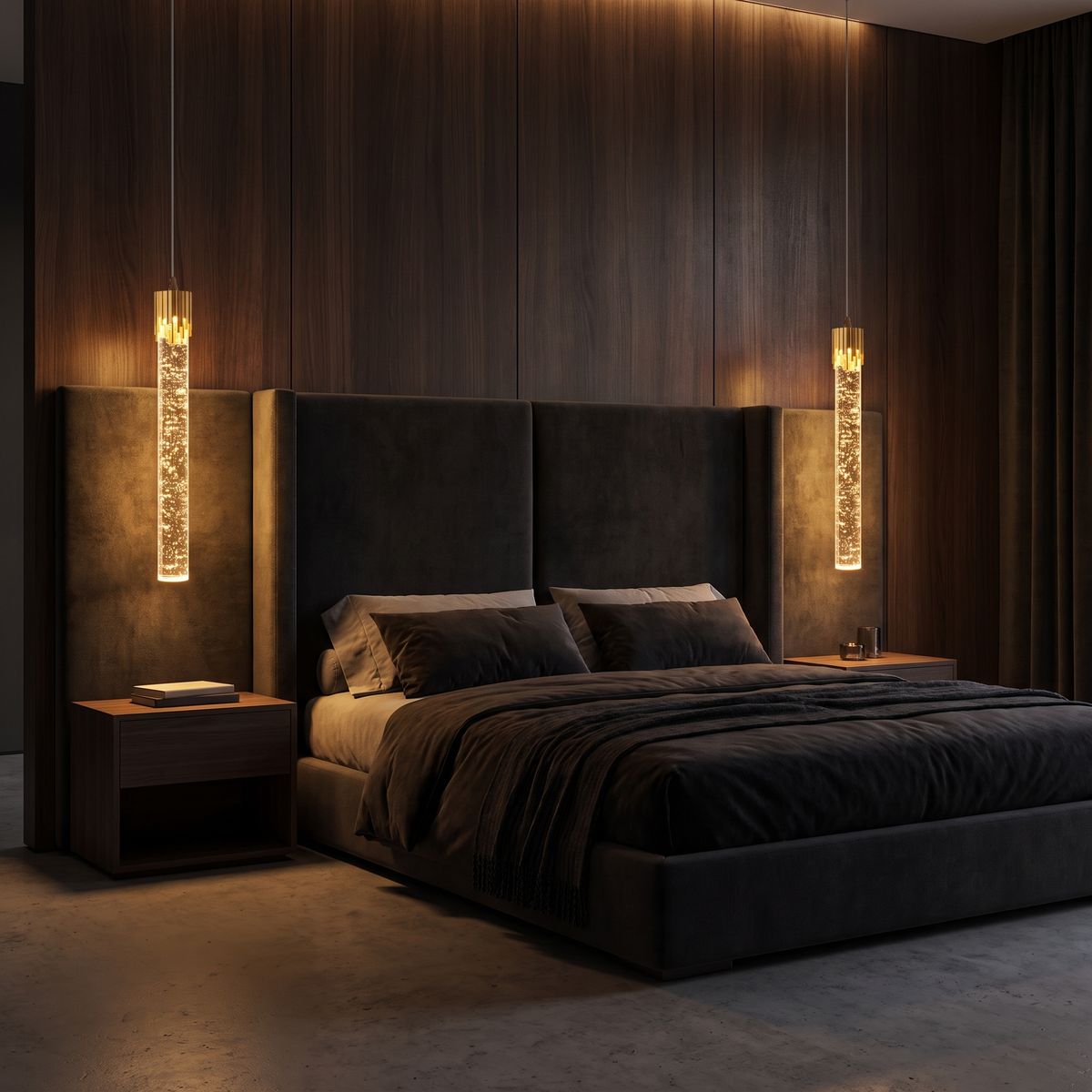 Pendant Light, Bubble Crystal Column with Gold Cap, Warm White LED lifestyle 3