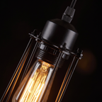 Pendant Light with Black Wire Cage, Industrial Single Bulb, E27 lifestyle 4