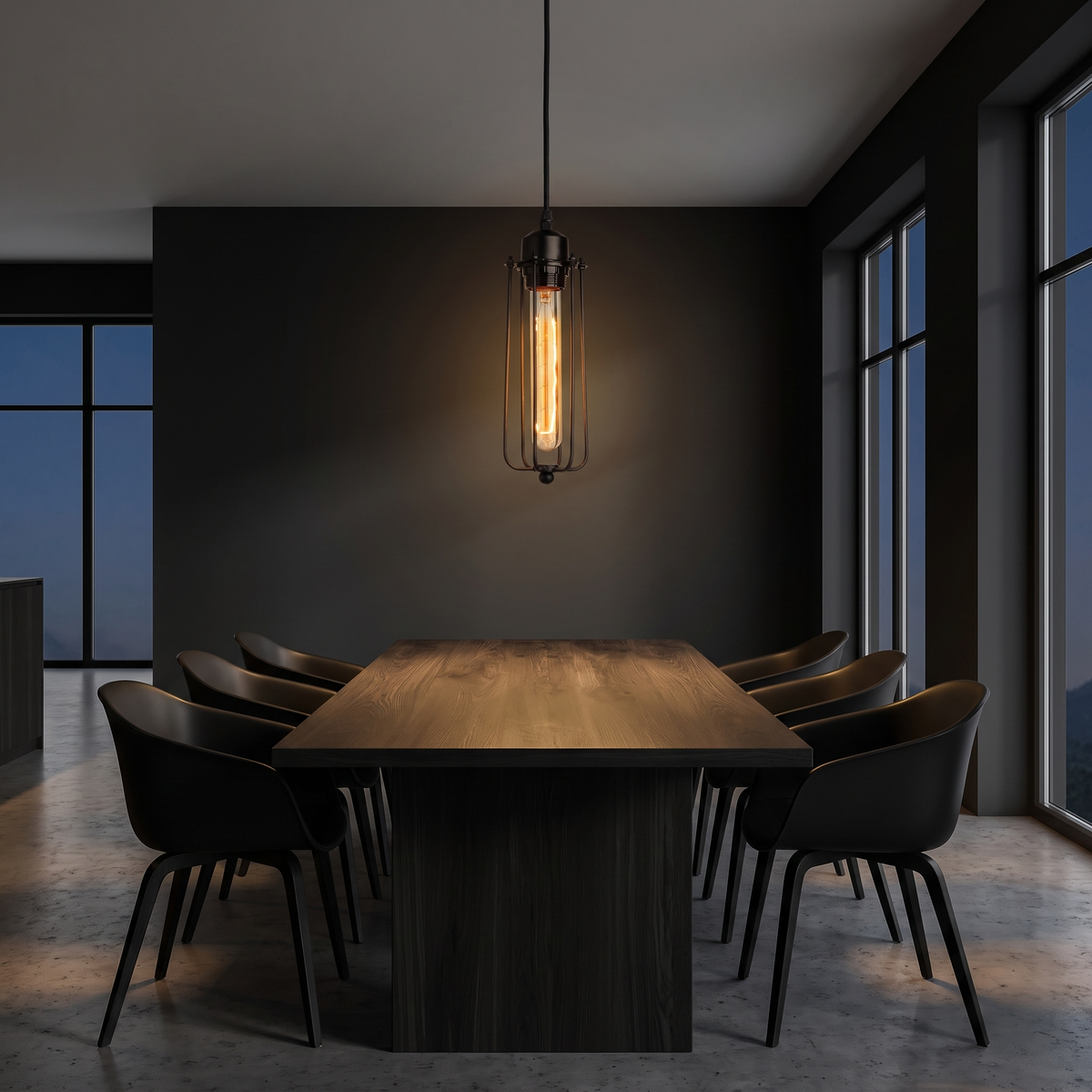 Pendant Light with Black Wire Cage, Industrial Single Bulb, E27 lifestyle 3