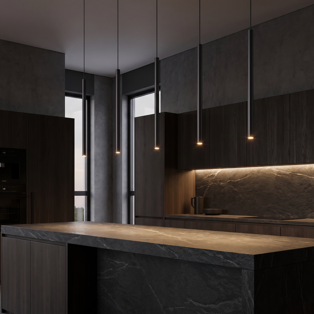Pendant Light, Slim Black Tube LED, 15.7 in, Warm White lifestyle 2