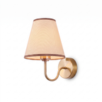 Modern Nordic Fabric Shade Rechargeable Wall Sconce in brass on white background