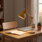 Scandinavian Wooden LED Desk Lamp on a home office desk